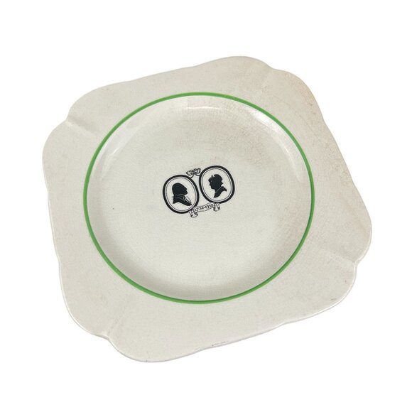 Argosy W.S. George Ivory Vintage Plate Green Rim & Cameo Silhouette Design - Picture 4 of 6